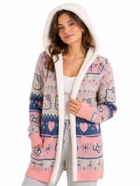 Hello Kitty Hoodie Sweater 2XL Sherpa Lined Cozy Kawaii #babydoll#hottopic#90’s